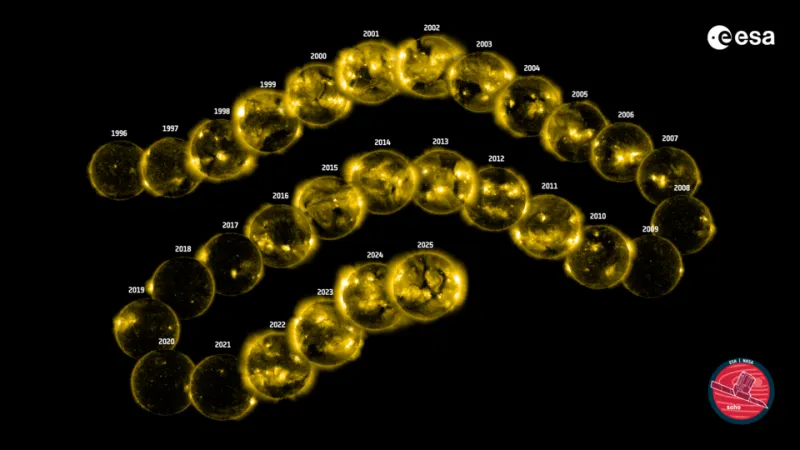 Třicet let snímků Slunce mise SOHO