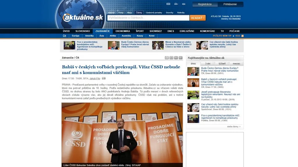 Aktuálně.sk o volbách v ČR