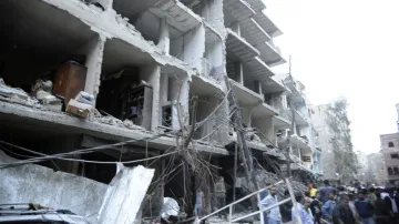 Následky výbuchu v Damašku