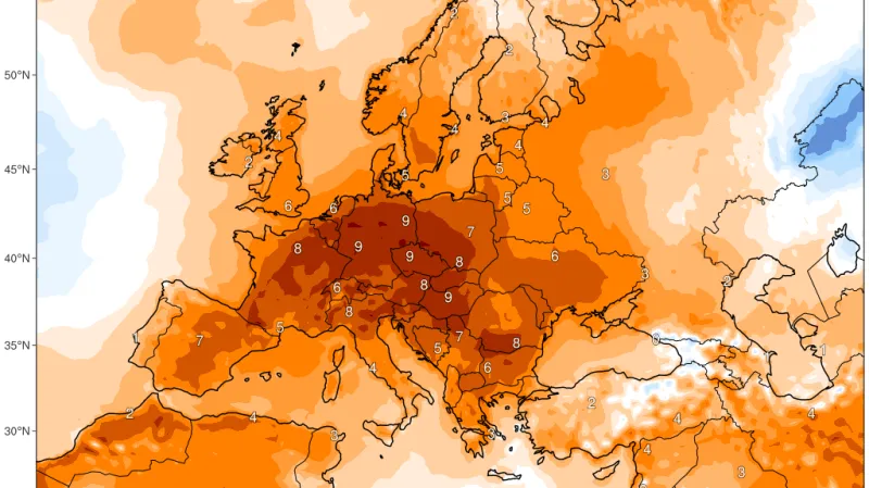 Očekáváná odchylka za pětidenní období do pondělí