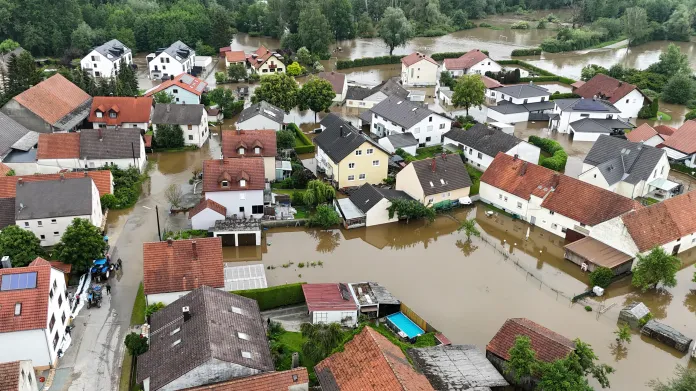 Zaplavený Gotteshofen v Bavorsku
