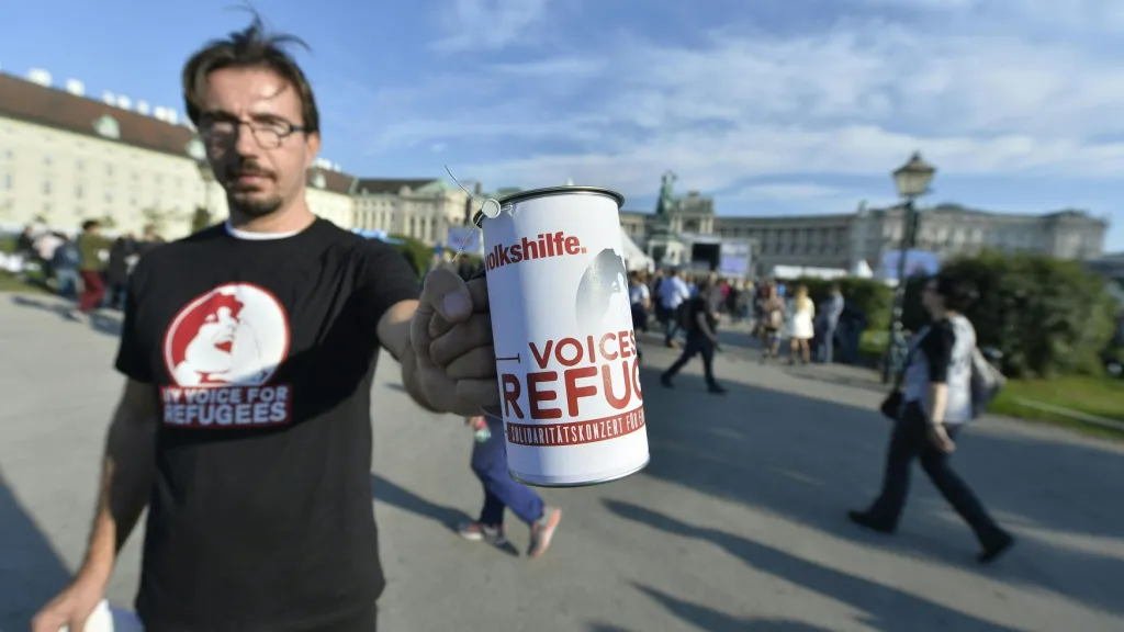 Sbírka na uprchlíky ve Vídni