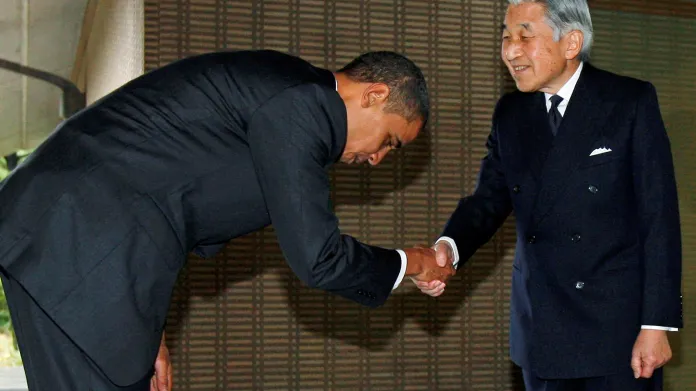Císař Akihito s Barackem Obamou