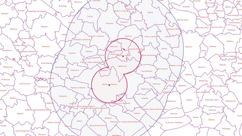 Ochranné a dozorové pásmo kolem Ivančic a Moravského Krumlova