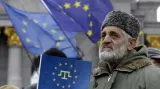 Protest krymských Tatarů proti prezidentovi Janukovyčovi