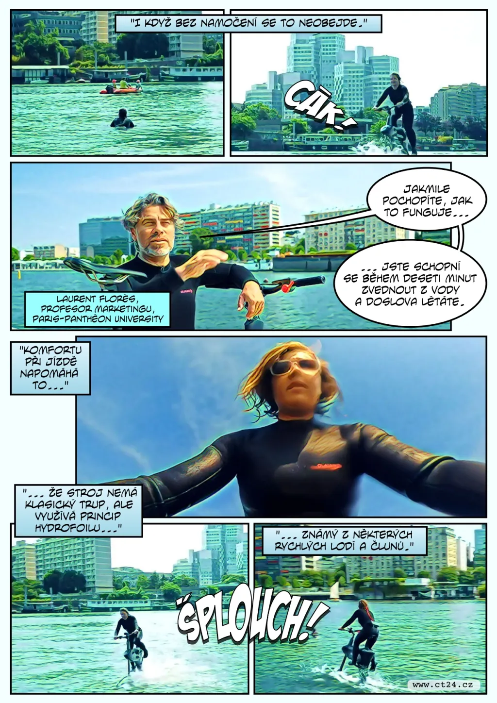 Experimentální vodní bicykl dovolí sportovcům brázdit hladiny vodních ploch