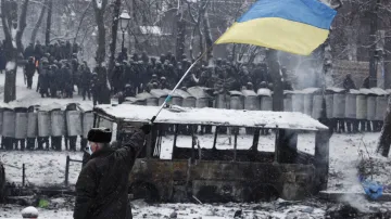 Protesty radikálů v ulicích Kyjeva
