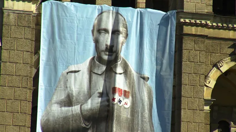 Vyobrazení Vladimira Putina na liberecké radnici