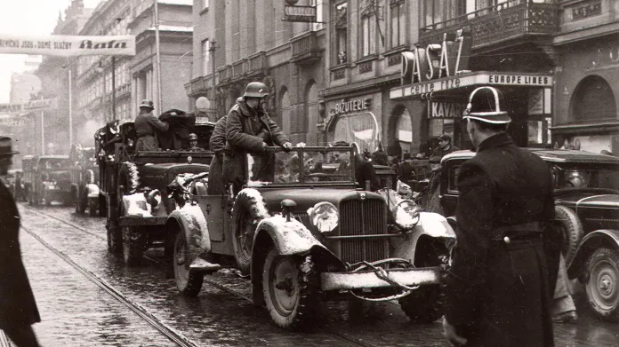 15. březen 1939 v ulici Na Příkopě