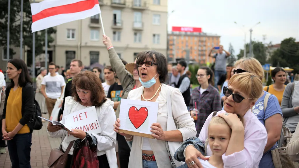 Protestní akce v Minsku 21. srpna 2020