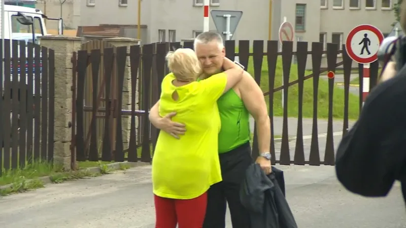 Jiří Kajínek těsně po propuštění z vězení