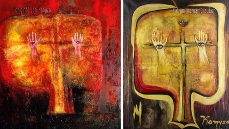 Originál a padělek obrazu Jana Kanyzy