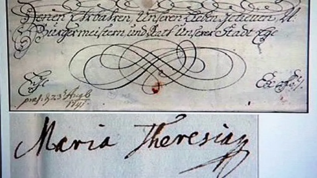 Listina s podpisem Marie Terezie