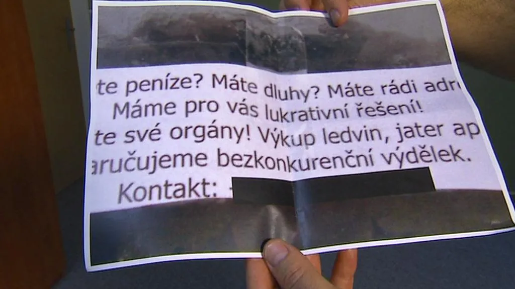 Kopie inzerátu z mosteckých zastávek