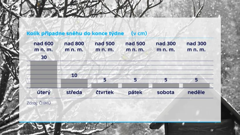 Očekávané příbytky sněhu