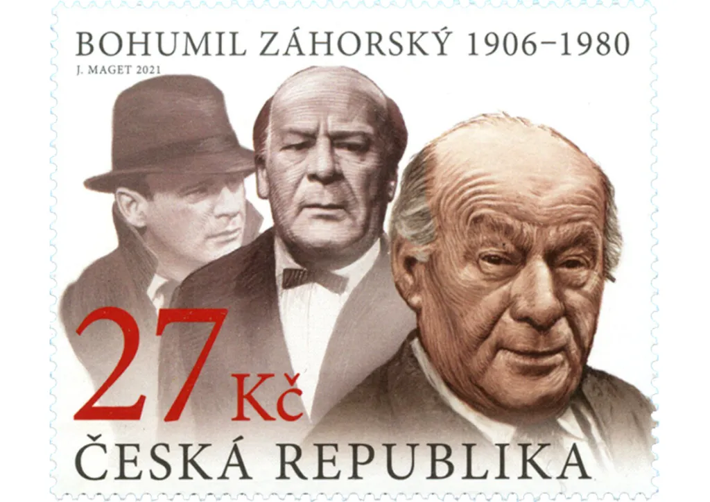 Bohumil Záhorský účinkoval v Osvobozeném i Národním divadle. Ve filmu ho potkaly desítky menších rolí. Hrál milovníky, úředníky, policisty, zlodějíčky i velké šéfy. Mnozí si jej vybaví například jako intrikánského komořího Langa z komedií Císařův pekař a Pekařův císař či krále z pohádek Hrátky s čertem a Šíleně smutná princezna. Známka byla vydána roku 2021, autorem emise je Jan Maget