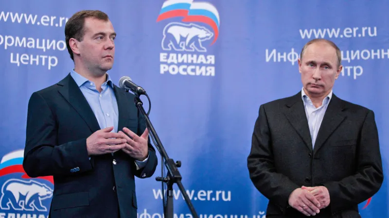 Vladimir Putin a Dmitrij Medvěděv
