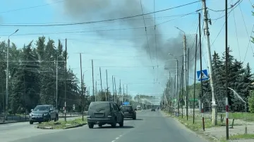 Pohled na Slovjansk po jednom z útoků ruské armády