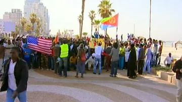 Protest afrických migrantů v Tel Avivu