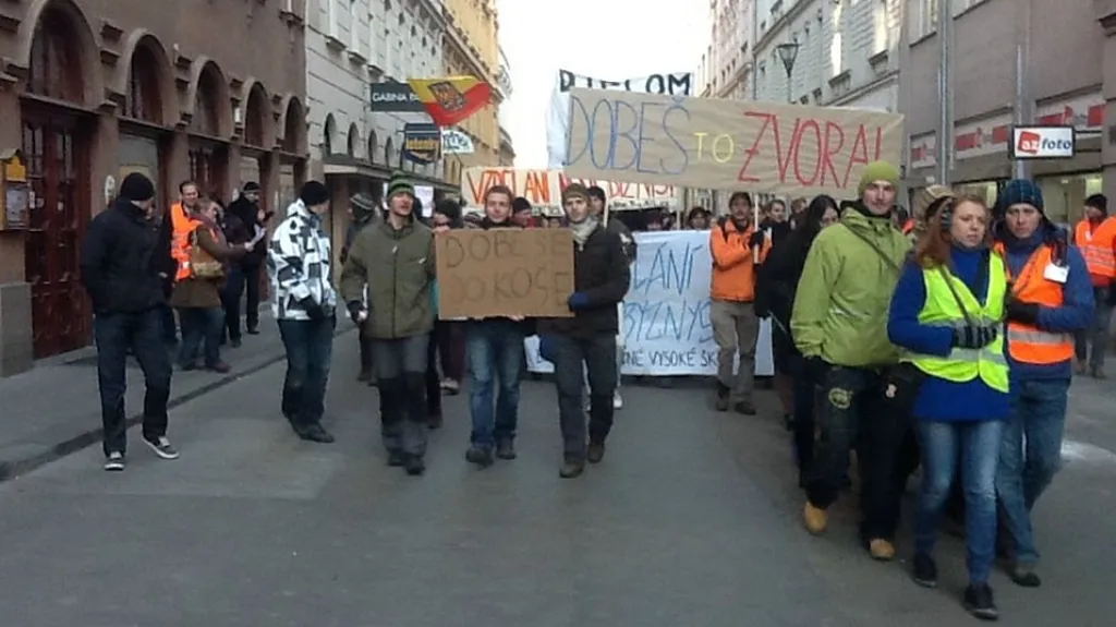 Pochod studentů v Brně
