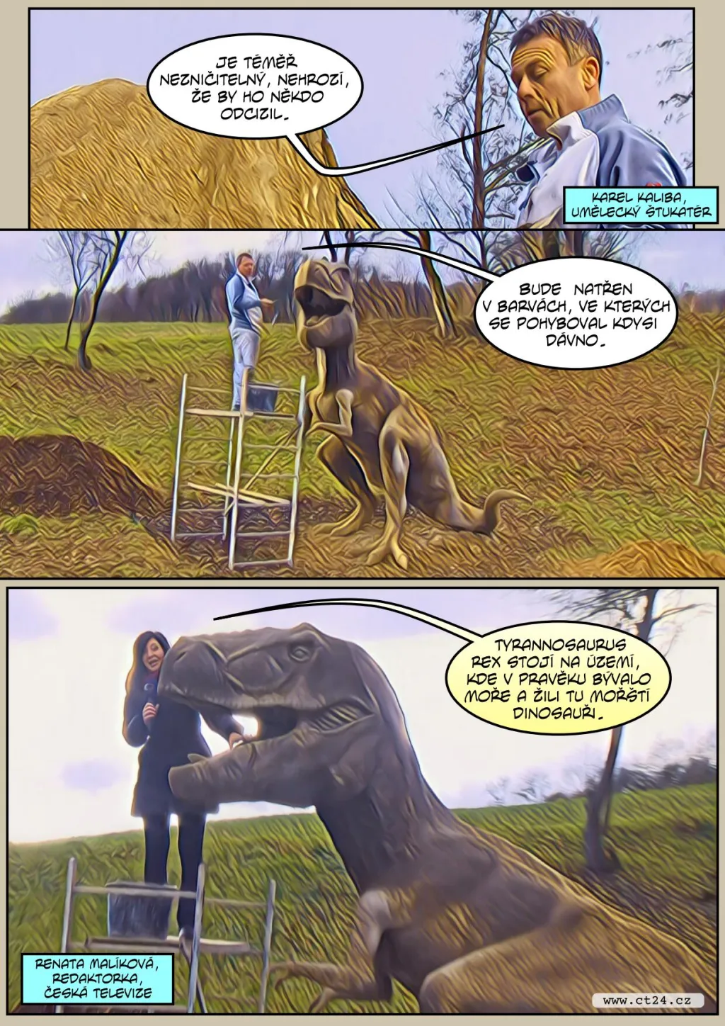 Dinosauři u říčky Syčivky. Jejich modely zdobí novou naučnou stezku na Teplicku