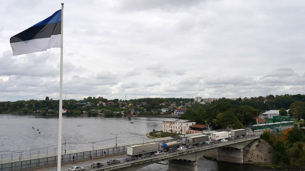 Hranice s Ruskem v Narvě v Estonsku (snímek ze září 2022)