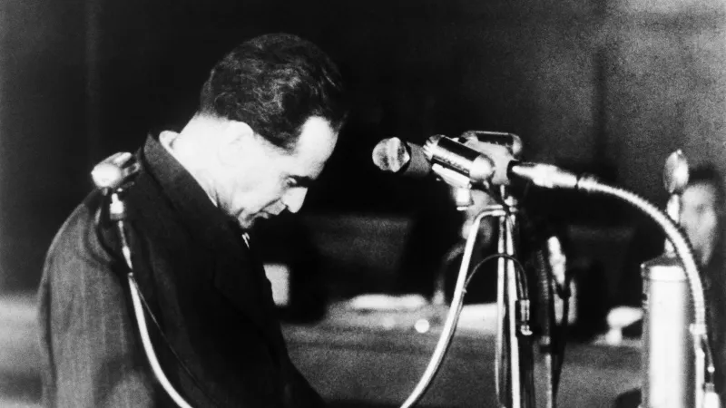 Rudolf Slánský vypovídá před soudem