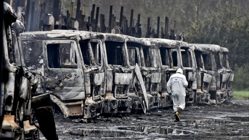 Jeden ze žhářských útoků v Chile