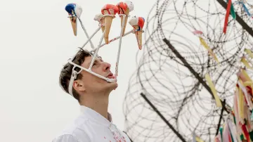 Italský umělec Riccardo Matlakas nechá ve svém projektu Melting Borders rozpustit politické symboly. Vytvořil instalaci se zmrzlinovými kornouty v barvách trikolory, kde se skrvny po rozpouštějící se zmrzlině stanou „sladkou vlajkou“ České republiky.
