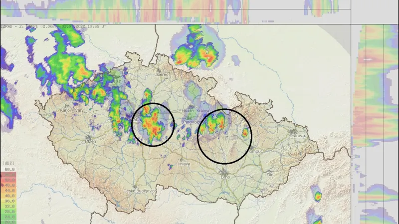 Radarový snímek ve 13:25 hodin