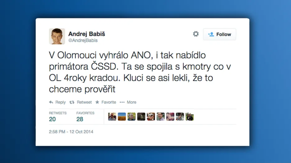 Tweet Andreje Babiše