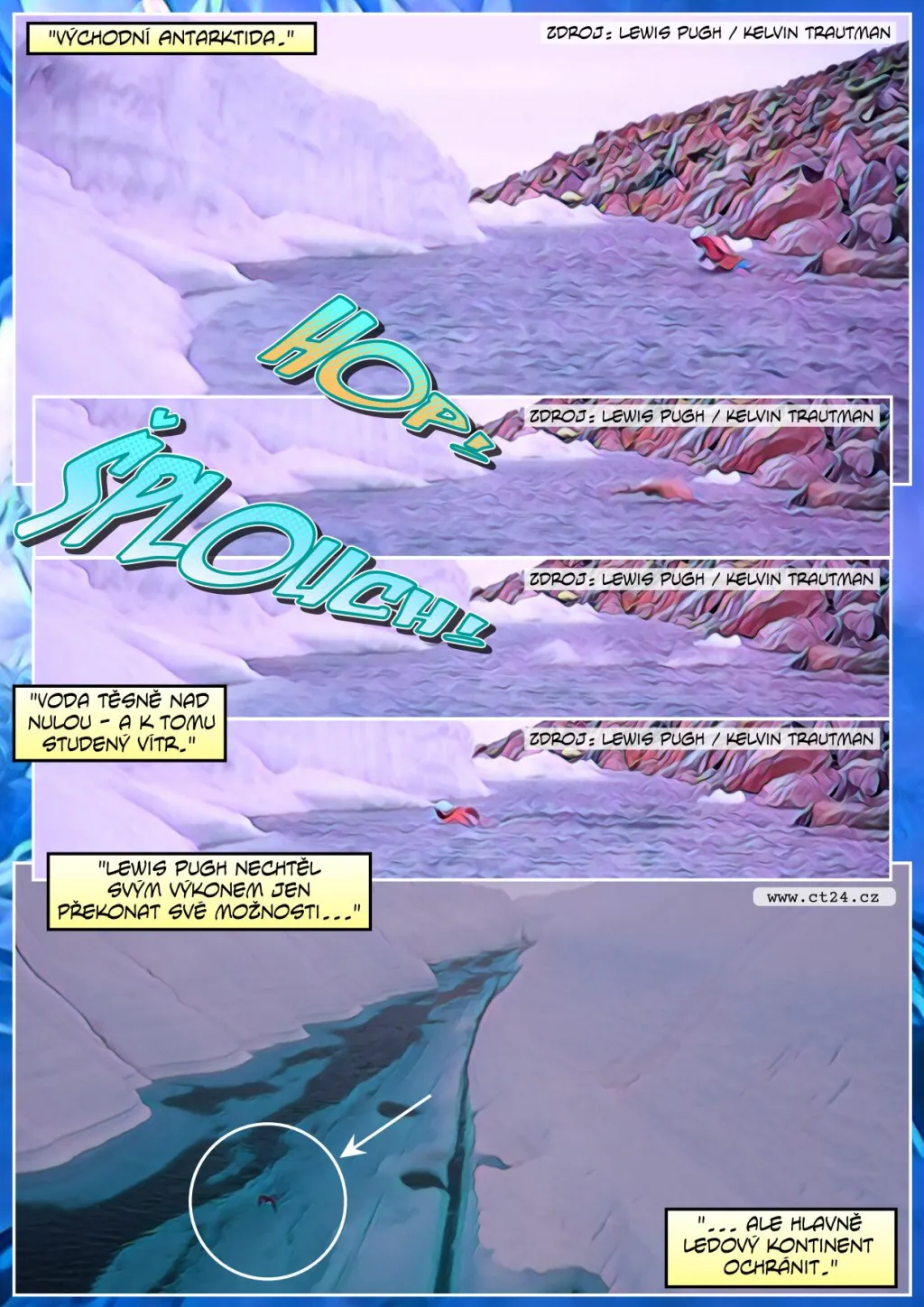 Britský otužilec si zaplaval v ledových vodách Antarktidy