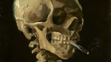 Vincent van Gogh, Hlava kostry s hořící cigaretou, 1886