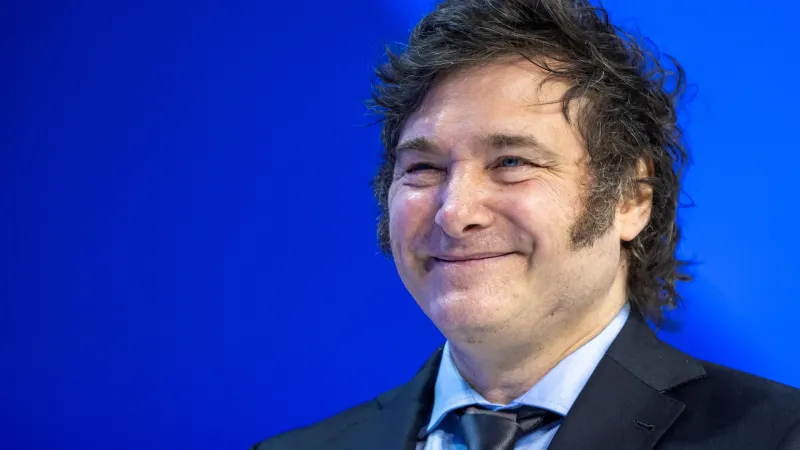 Argentinský prezident Javier Milei na fóru v Davosu v lednu 2024