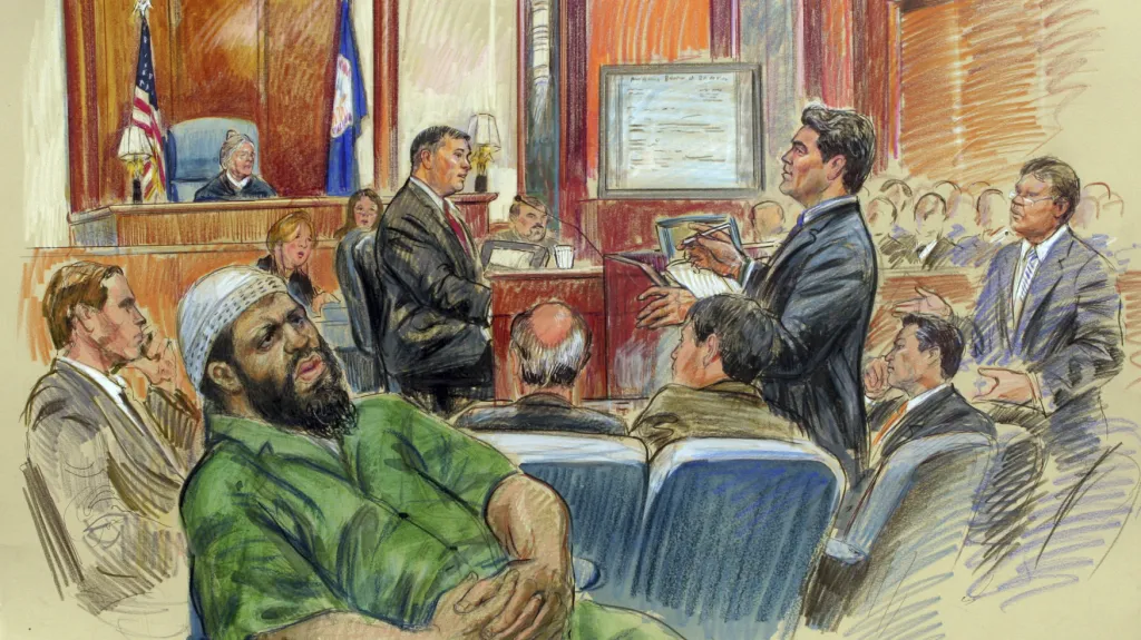 Zacarias Moussaoui před soudem