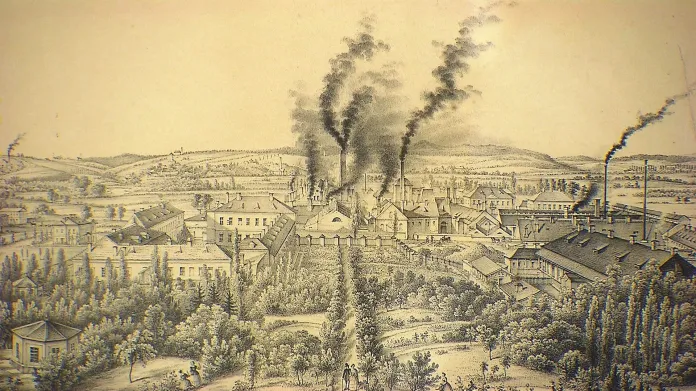 Kniplova litografie vítkovických železáren z roku 1855