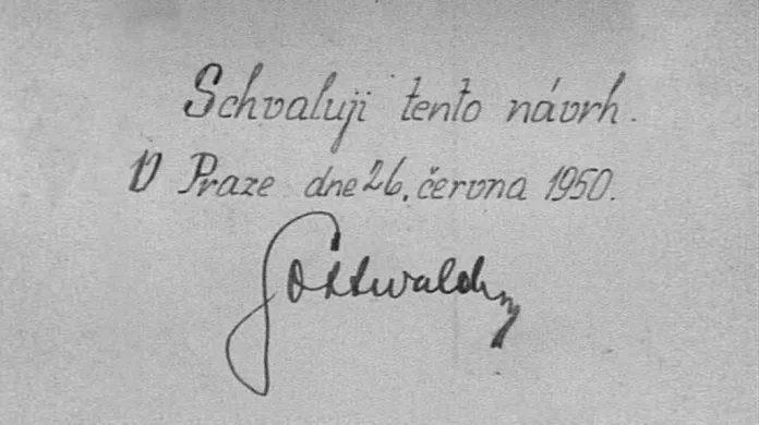 Gottwaldův podpis pod rozsudkem