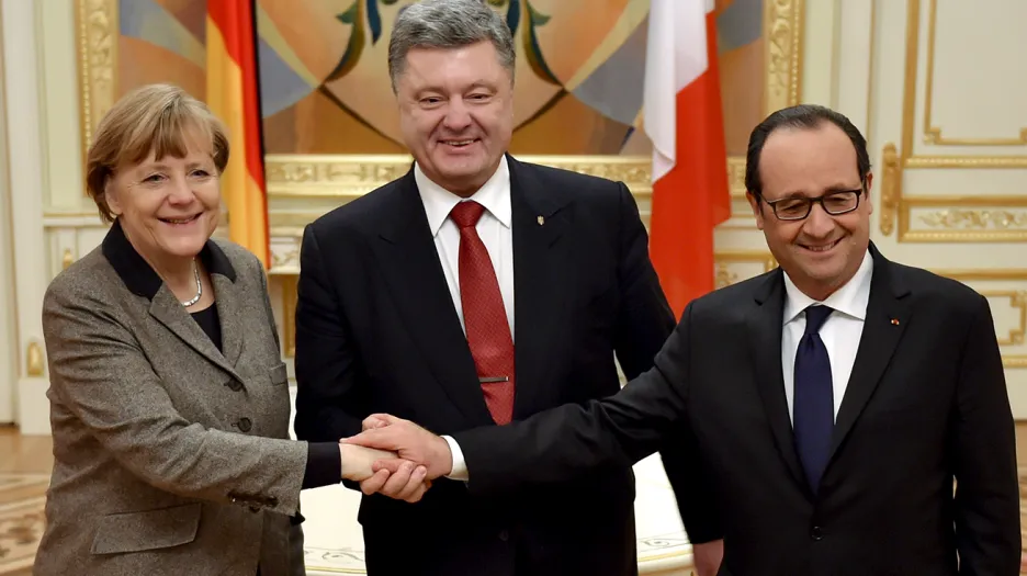 Angela Merkelová, Petro Porošenko a Francois Hollande