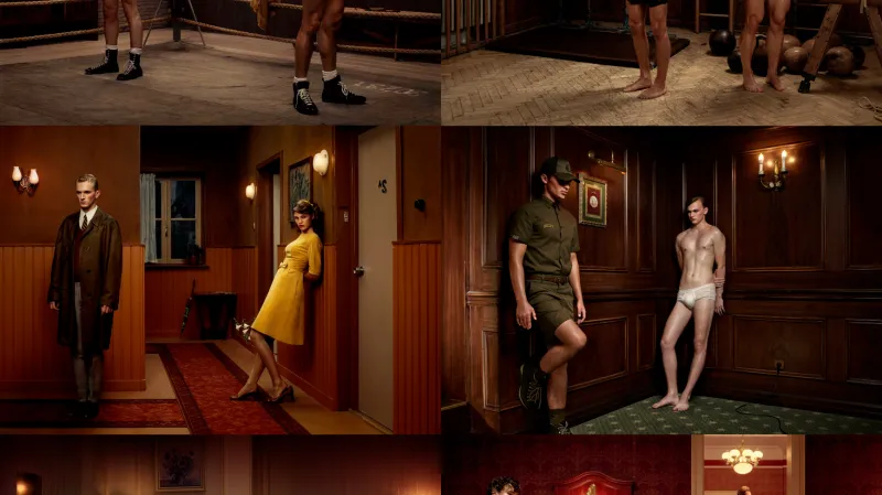 Vlevo se nachází práce Erwina Olafa z let 2005 a 2010, vpravo potom Martina Stranky z let 2020 a 2021