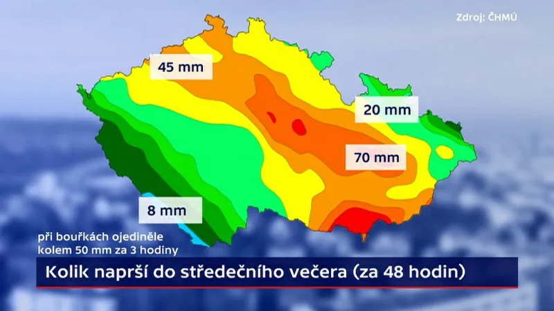 Kolik naprší do středy