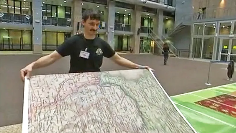 Instalace maďarského kulturního koberce v Bruselu