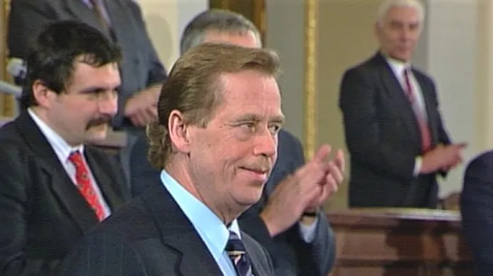 Václav Havel po zvolení prvním českým prezidentem