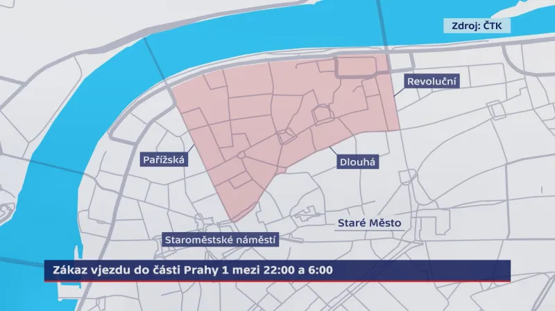 Oblast se zákazem vjezdu všech motorových vozidel v čase od 22:00 do 6:00