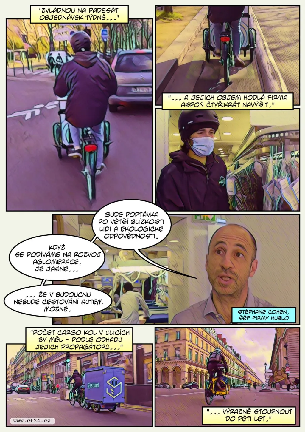 Nákladní kola rozvážejí po Paříži jídlo