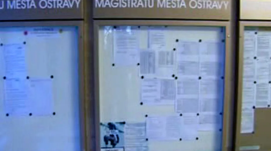 Informační tabule radnice Ostravy