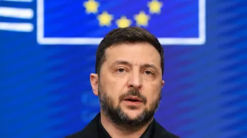 Ukrajinský prezident Volodymyr Zelenskyj na summitu v Bruselu