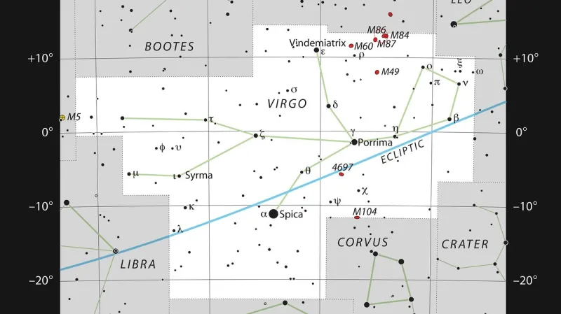 Galaxie M87 v souhvězdí Panny