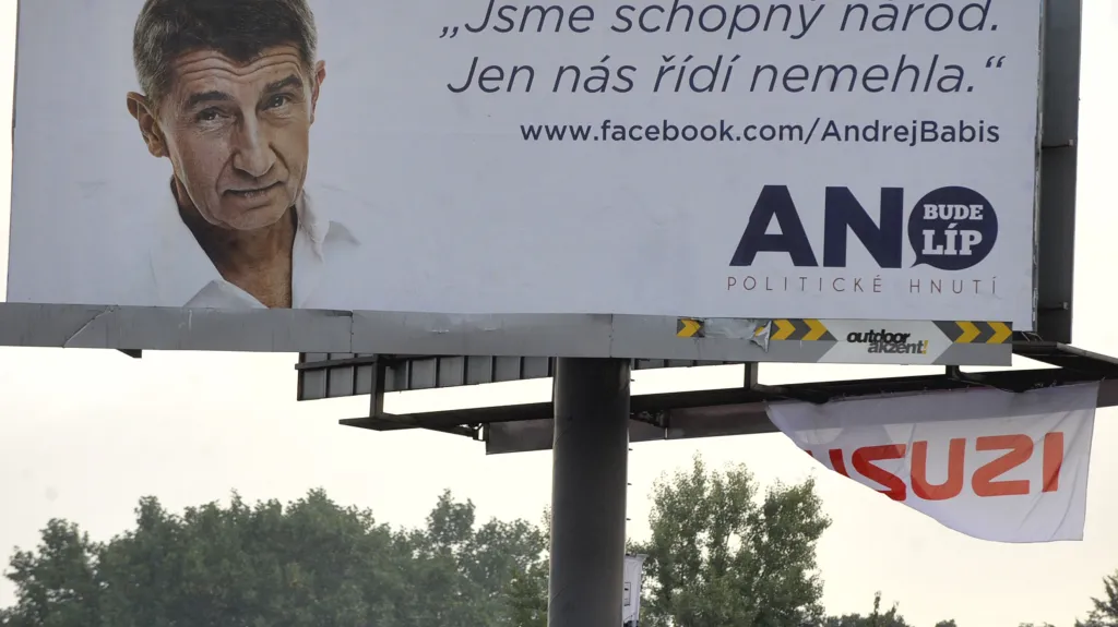 Billboard hnutí ANO v Ostravě z roku 2013