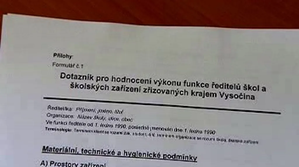 Dotazník pro ředitele škol