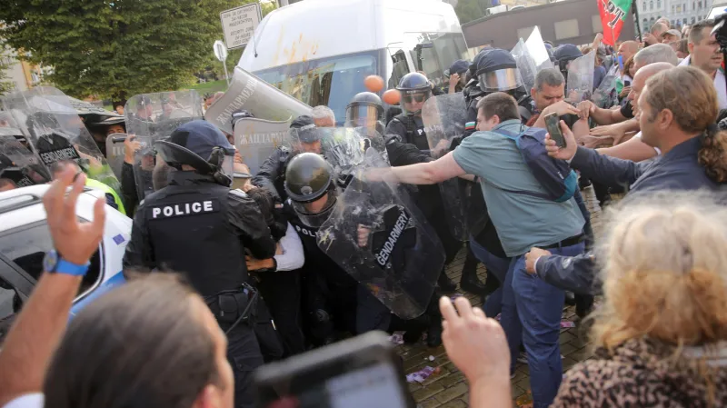 Demonstranti v centru Sofie